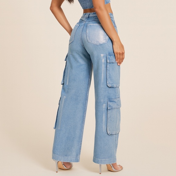 Platinum Glam Luxe Cargo Jeans - Picture 6 of 16